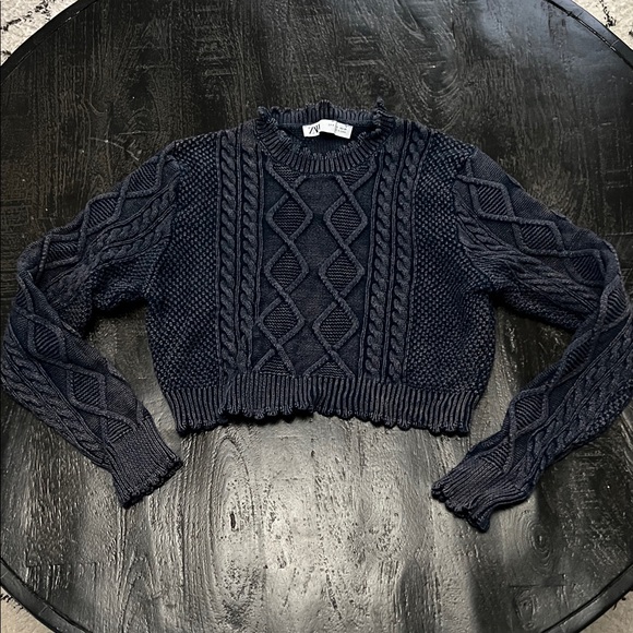 Zara Sweaters - Zara Dark Blue Cable Knit Sweater